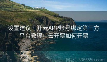设置建议｜开云APP账号绑定第三方平台教程，云开票如何开票